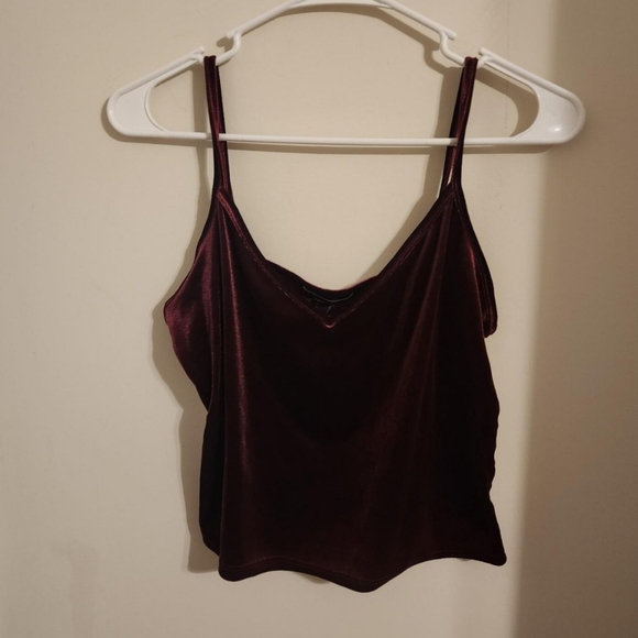 ❤️ Forever 21 Bugundy Velvet Tank Large - Picture 1 of 3